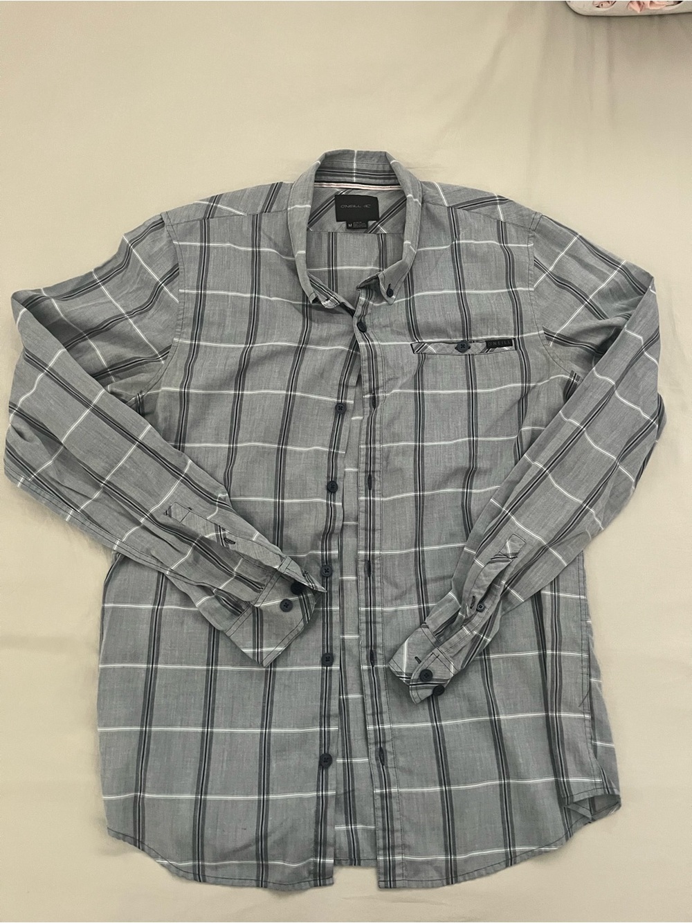 O'Neill Gray Plaid Button-Down Shirt for Men